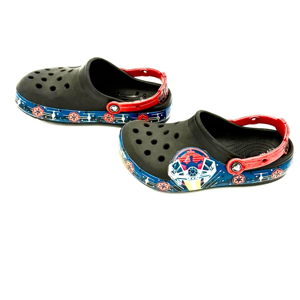 CROCS Black and Red Sandals with Classic‎ Design